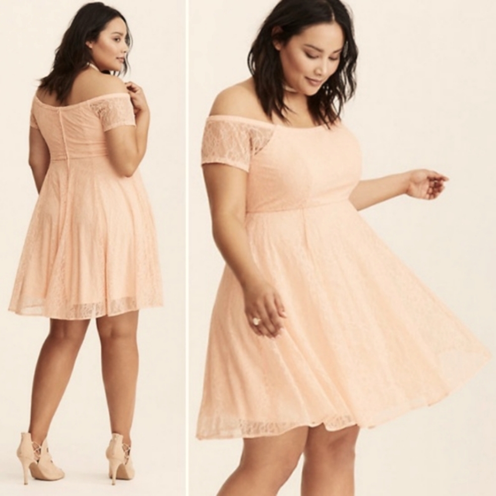 Torrid size 14 peach off shoulder dress